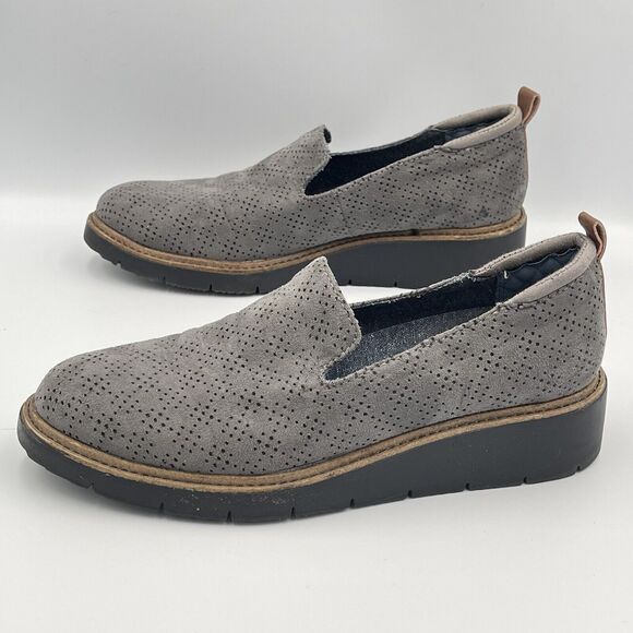 Dr Scholls SIDEKICK Gray Slip On Loafers Comfort Shoes Womens SIZE 7 Gray Cutout - Picture 4 of 9